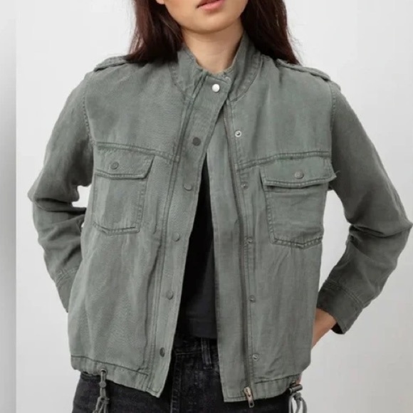 ASO Rails Collin’s Utility Sage Green Jacket Lyocell-Linen Blend Small - Picture 1 of 14